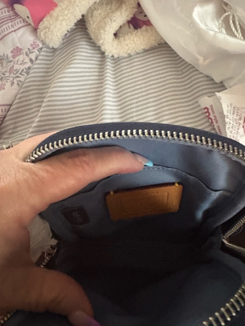 Coach Navy Signature Canvas Belt Bag with blue strap - Picture 3 of 5